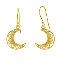 Load image into Gallery viewer, 18K Gold Vermeil Henna Moon Dangle Earring
