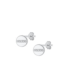 Load image into Gallery viewer, Sterling Silver Jewel Line Circle Studs
