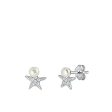 Load image into Gallery viewer, Sterling Silver Pearl Starfish Studs
