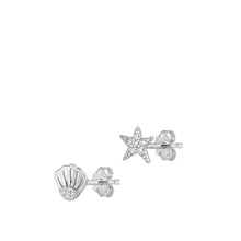 Load image into Gallery viewer, Sterling Silver Jewel Shell Star Stud
