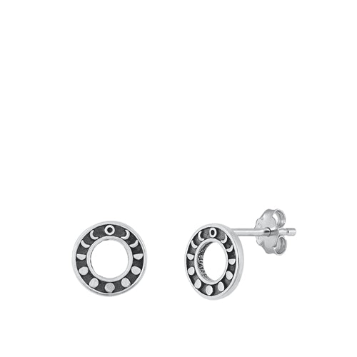 Sterling Silver Moon Phase Circle Studs