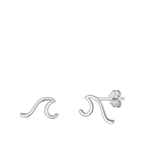 Sterling Silver Wave Line Studs