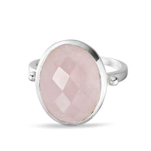 Load image into Gallery viewer, Sterling Silver X-Large Rose Quartz Petal Ring
