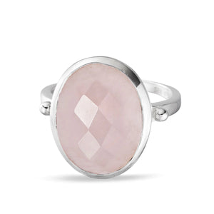 Sterling Silver X-Large Rose Quartz Petal Ring