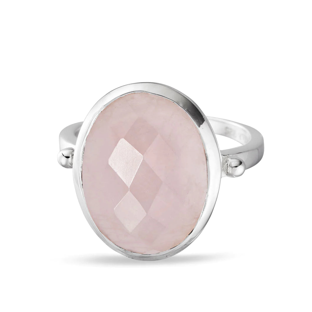 Sterling Silver X-Large Rose Quartz Petal Ring