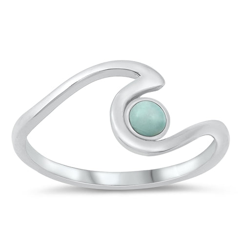 Sterling Silver Larimar Crystal Wave Ring