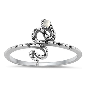 Sterling Silver Serpent Moonstone Ring