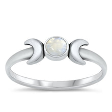 Load image into Gallery viewer, Sterling Silver Moonstone Duo Moon Stacking Ring
