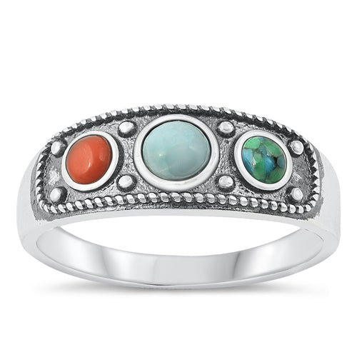 Sterling Silver Trio Chakra Ring