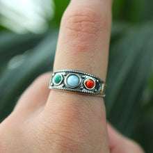 Load image into Gallery viewer, Sterling Silver Trio Chakra Ring
