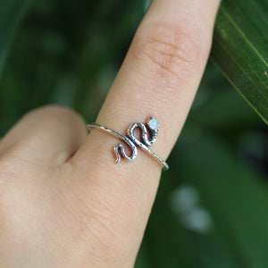 Sterling Silver Serpent Moonstone Ring