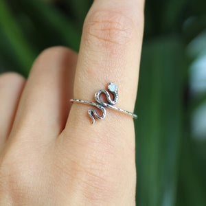 Sterling Silver Serpent Moonstone Ring