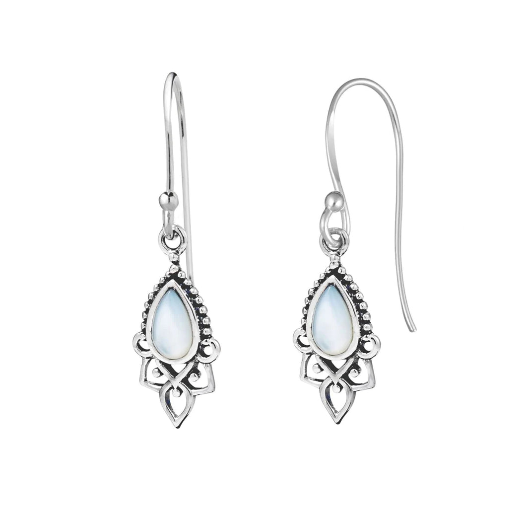 Sterling Silver Teardrop Mother Of Pearl Dangle Earring