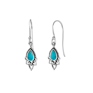 Sterling Silver Turquoise Teardrop Henna Dangle Earring