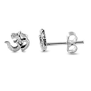 Sterling Silver Om Sign Studs