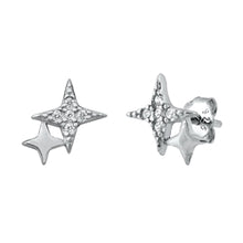 Load image into Gallery viewer, Sterling Silver Double Star Jewel Studs
