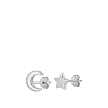 Load image into Gallery viewer, Sterling Silver Star and Moon Studs
