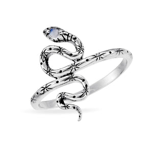 Sterling Silver Serpent Moonstone Ring