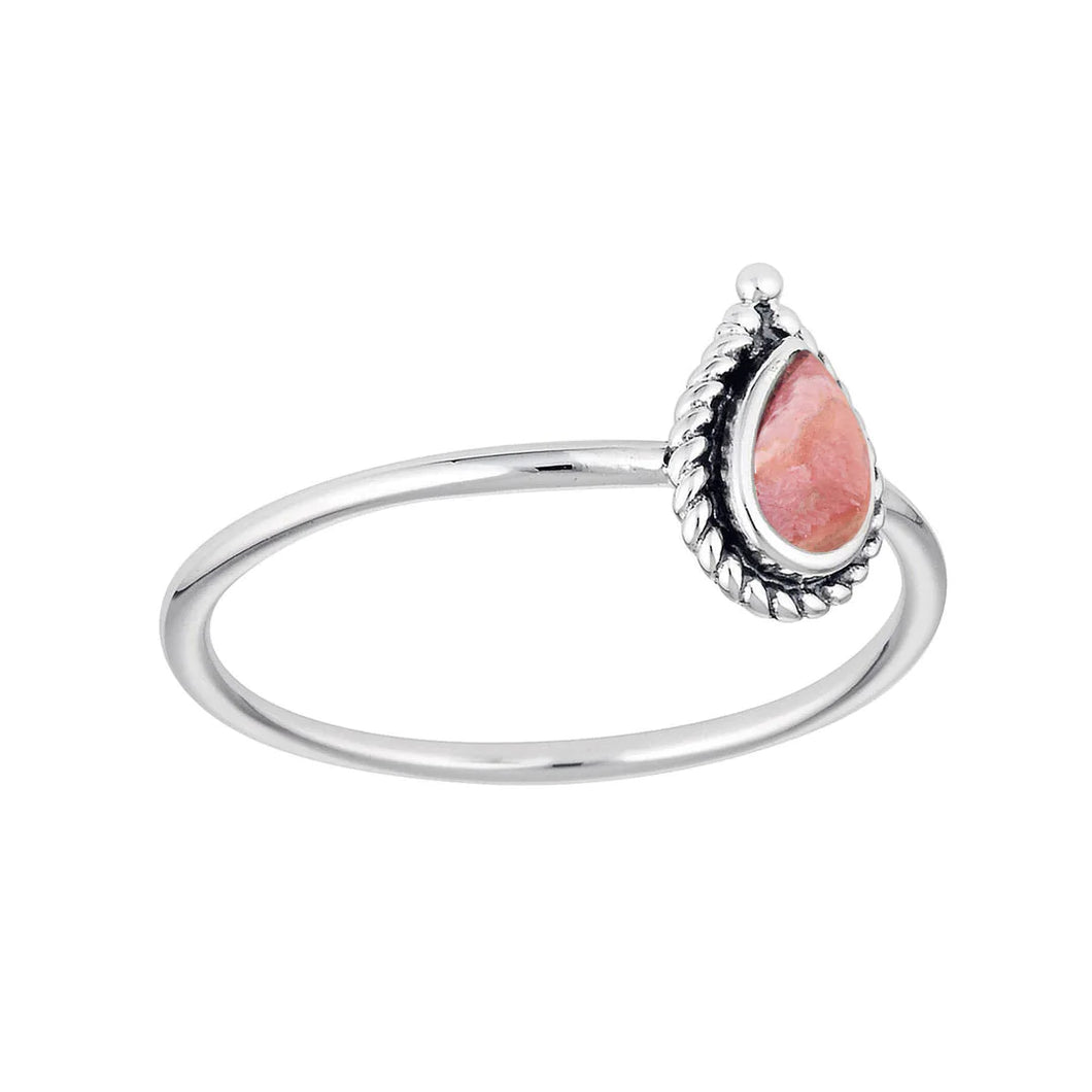 Sterling Silver Rhodochrosite Petal Stacking Ring