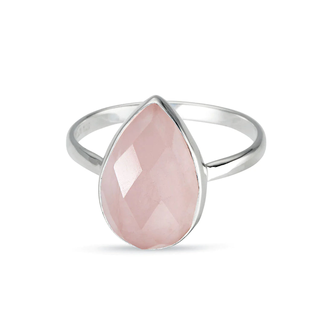 Sterling Silver Rose Quartz Petal Ring