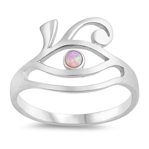 Sterling Silver Pink Opal Eye Of Horus Ring