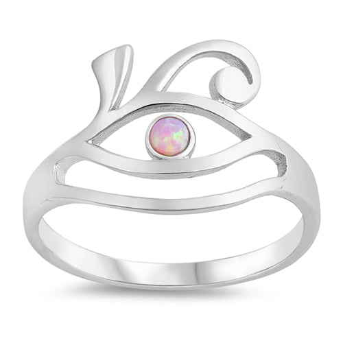 Sterling Silver Pink Opal Eye Of Horus Ring