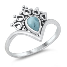 Load image into Gallery viewer, Sterling Silver Larimar Crystal Henna Point Ring
