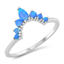 Load image into Gallery viewer, Sterling Silver Petal Stacking Blue Opal Ring
