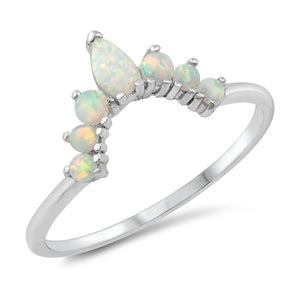 Sterling Silver Petal Stacking White Opal Ring