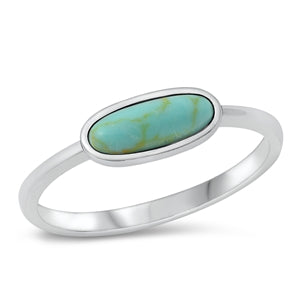 Sterling Silver Turquoise Sideways Oval Ring