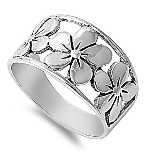 Flower Hibiscus Hawaiian Trio Ring