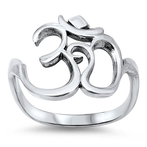 Silver Om Sign Cutout Ring