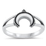 Load image into Gallery viewer, Silver Crescent Moon Henna Ring
