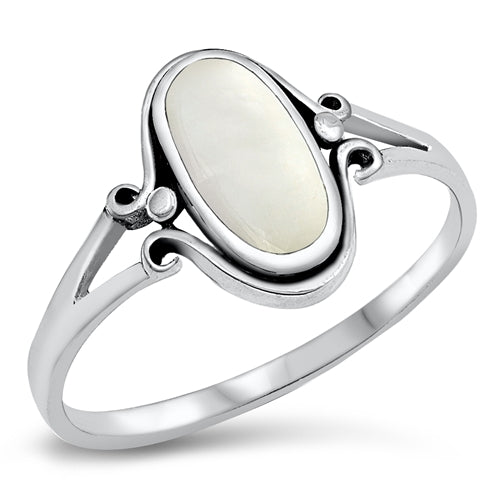 Sterling Silver Mother of Pearl Oval Ring