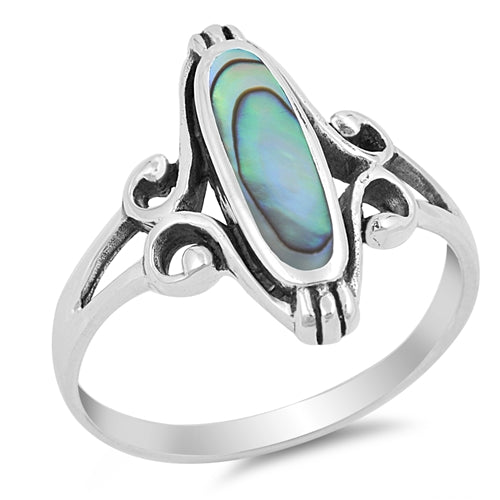 Sterling Silver Long Abalone Shell Ring – Strata Collection