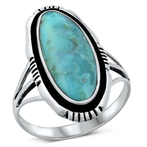 Sterling Silver Turquoise Large Slab Tribal Ring