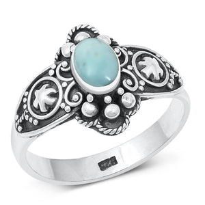 Sterling Silver Larimar Oval Crystal Ring