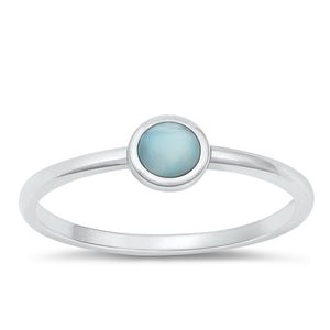 Sterling Silver Larimar Crystal Circle Ring