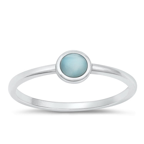 Sterling Silver Larimar Crystal Circle Ring