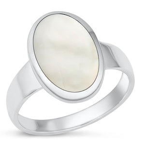 Sterling Silver Mother of Pearl Large Oval