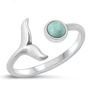 Sterling Silver Larimar Whale Ring