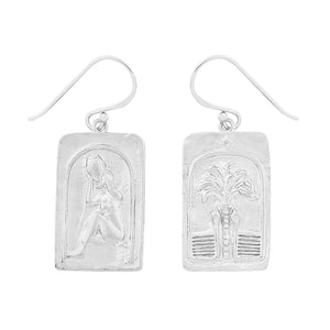 Sterling Silver Palm Tree Slab Boho Dangle Earring