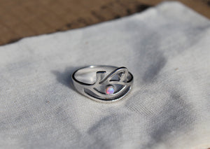 Sterling Silver Pink Opal Eye Of Horus Ring