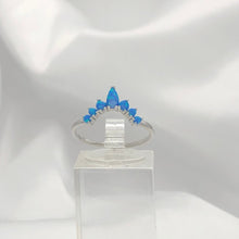 Load image into Gallery viewer, Sterling Silver Petal Stacking Blue Opal Ring
