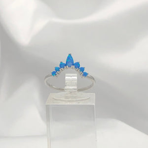 Sterling Silver Petal Stacking Blue Opal Ring