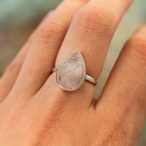 Sterling Silver Rose Quartz Petal Ring