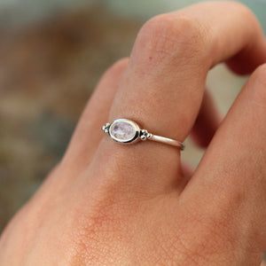 Moonstone Oval Trio Dot Side Ring