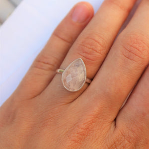 Sterling Silver Rose Quartz Petal Ring