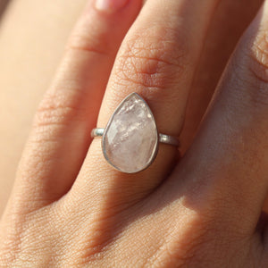 Sterling Silver Rose Quartz Petal Ring