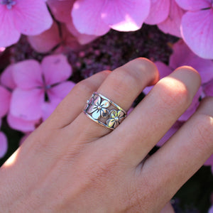 Flower Hibiscus Hawaiian Trio Ring